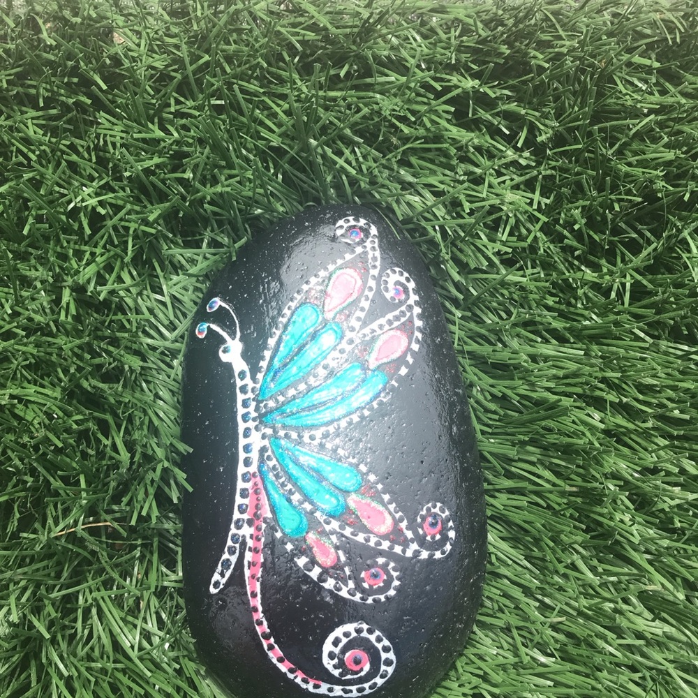 Hand painted butterfly rock Home Decour